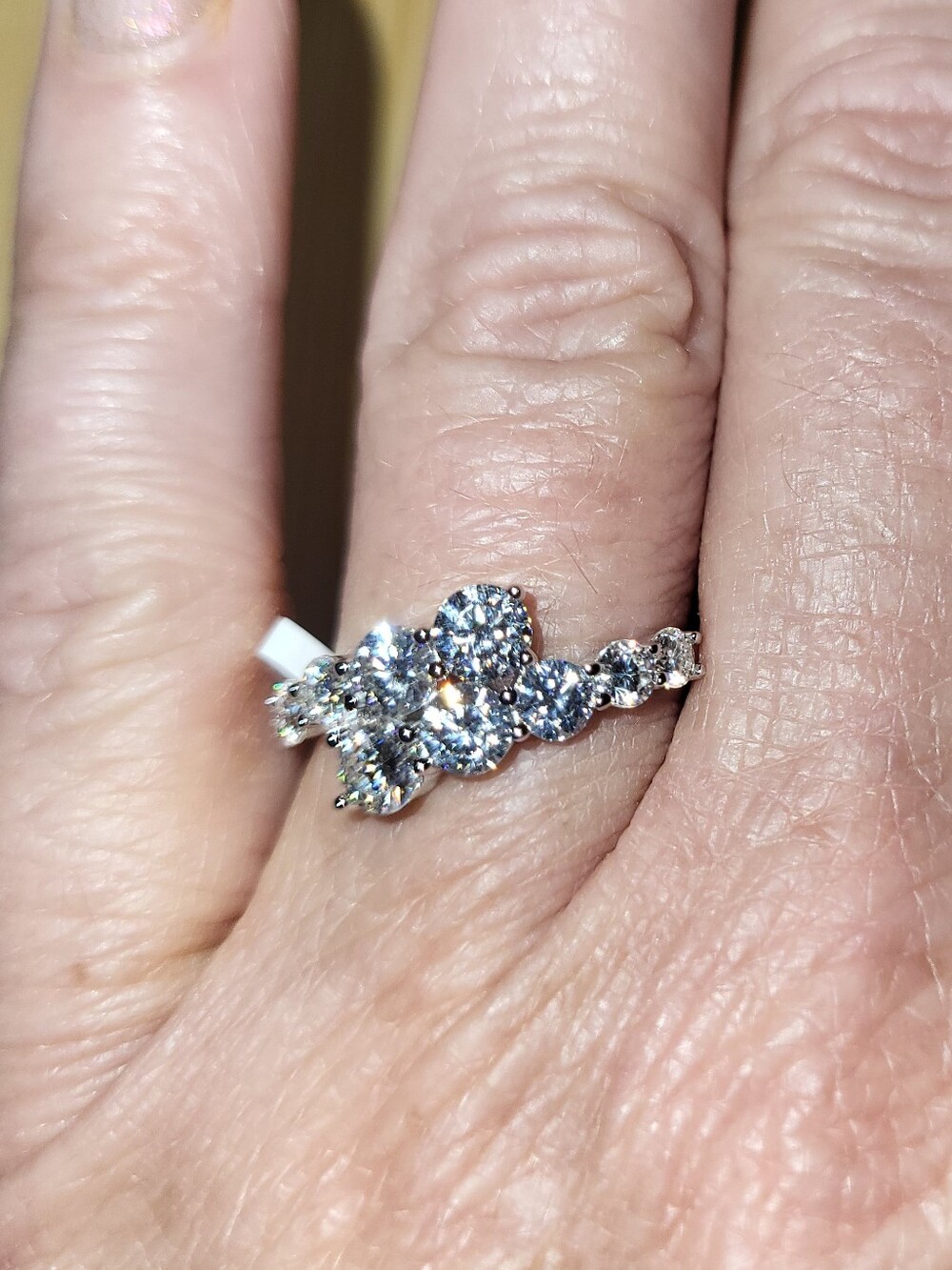 925 Sterling Silver Cluster Ring 1.95 CTW High Grade Moissanite - Sz 8